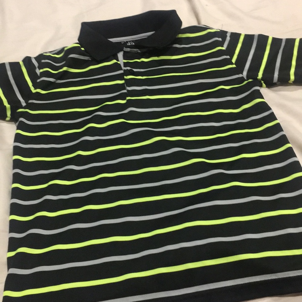 A polyester collared shirt neon black and yellow